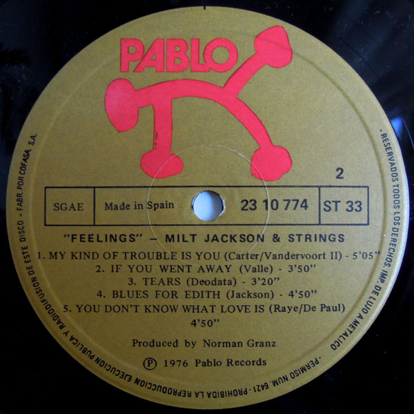 Milt Jackson & Strings - Feelings | Pablo Records (23 10 774) - 4