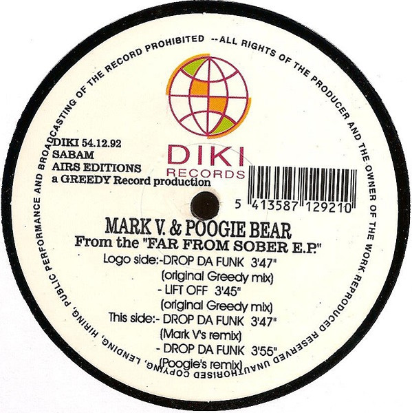 Mark V. & Poogie Bear - From The Far From Sober EP | DiKi Records (DIKI 54.12.92)