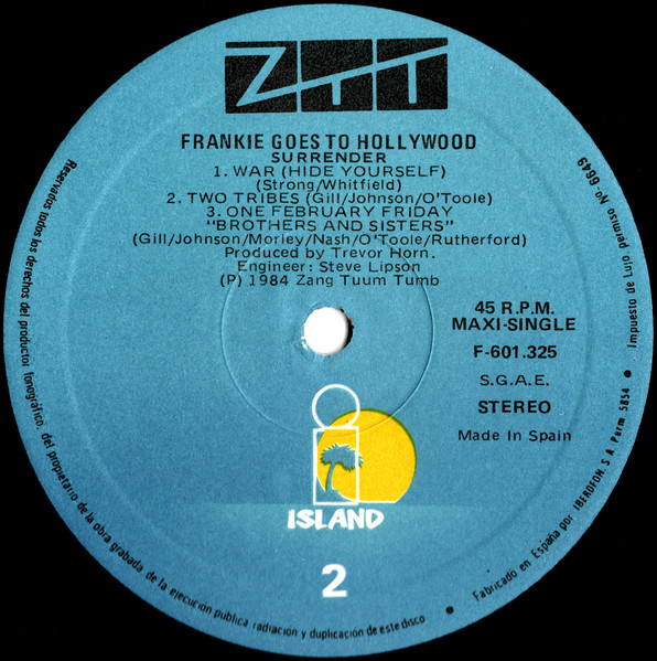 Frankie Goes To Hollywood - Two Tribes | Island Records (F-601.325) - 4