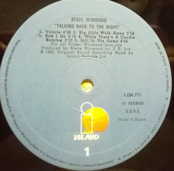 Steve Winwood - Talking Back To The Night | Island Records (I-204.771) - 3 Steve Winwood - Talking Back To The Night | Island Records (I-204.771) - 3