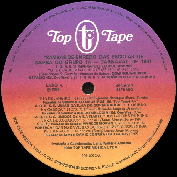 Various - Sambas-De-Enredo Das Escolas De Samba Do Grupo 1A - Carnaval 81 | Top Tape (503.6012) - 4