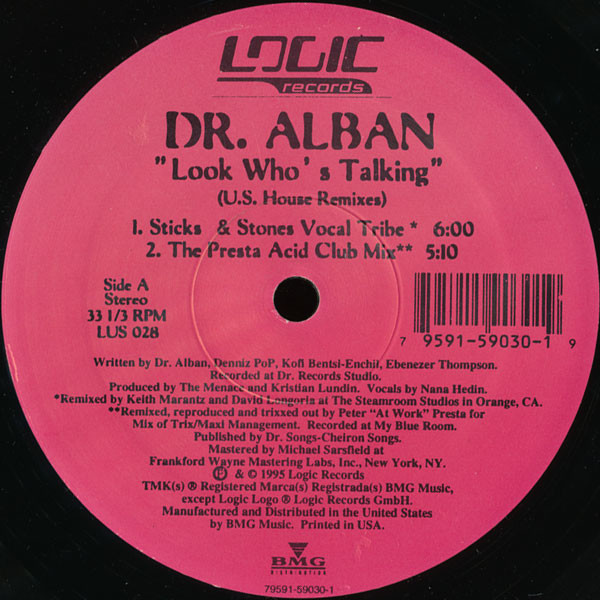 Dr. Alban - Look Who's Talking (The U.S. House Remixes) | Logic Records (LUS 028) - main Dr. Alban - Look Who's Talking (The U.S. House Remixes) | Logic Records (LUS 028) - main