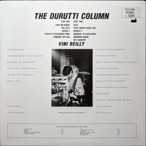 The Durutti Column - Vini Reilly | Festival Records (L 30399) - 2