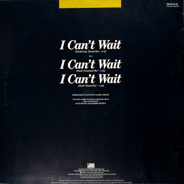 Nu Shooz - I Can't Wait (Vocal/Long "Dutch Mix") | Atlantic (786 828-0) - 2
