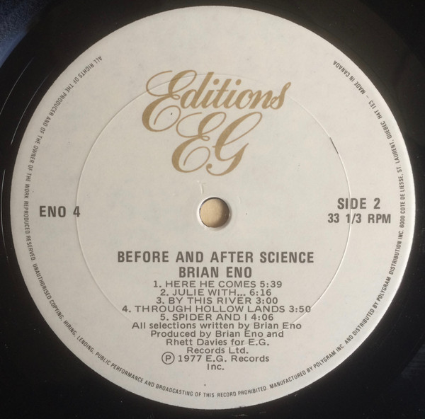 Brian Eno - Before And After Science | Editions EG (ENO 4) - 4 Brian Eno - Before And After Science | Editions EG (ENO 4) - 4