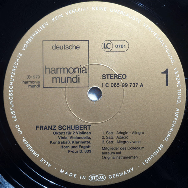 Franz Schubert , Collegium Aureum - Oktett F-Dur D.803 | Deutsche Harmonia Mundi (1C 065-99 737) - 3