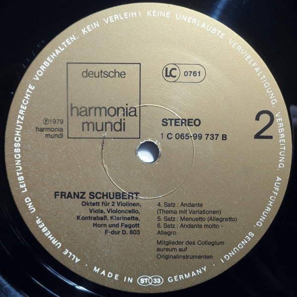Franz Schubert , Collegium Aureum - Oktett F-Dur D.803 | Deutsche Harmonia Mundi (1C 065-99 737) - 4