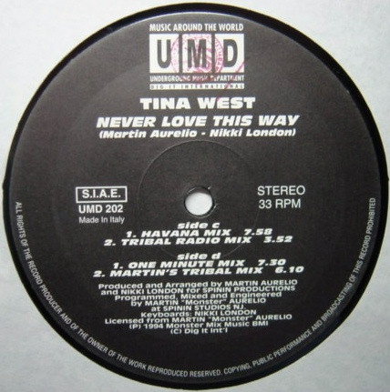 Tina West - Never Love This Way | Underground Music Department (UMD) (UMD 202)