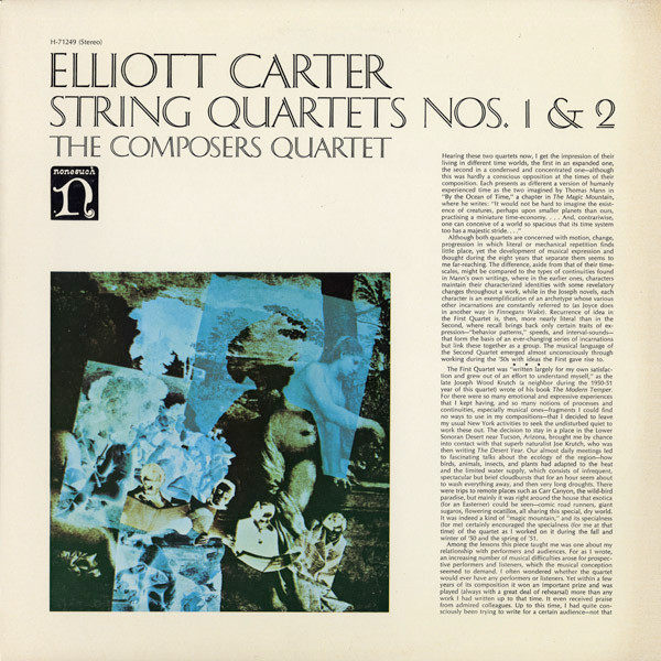 Elliott Carter - The Composers Quartet - String Quartets Nos. 1 & 2 | Nonesuch (H-71249) - main