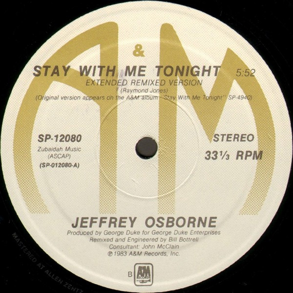 Jeffrey Osborne - Stay With Me Tonight | A&M Records (SP-12080)