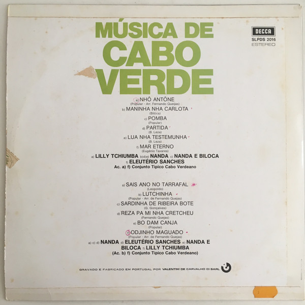 Various - Música De Cabo Verde | Decca (SLPDS 2016) - 2