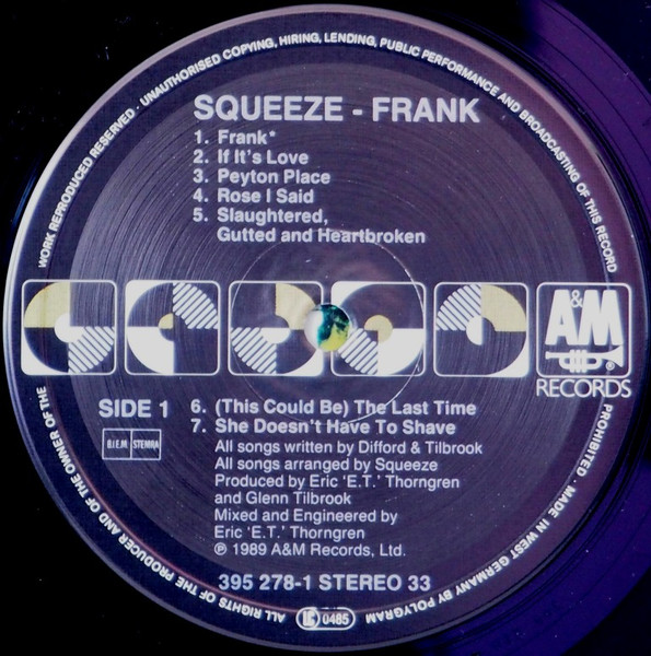 Squeeze - Frank | A&M Records (395278-1) - 3 Squeeze - Frank | A&M Records (395278-1) - 3