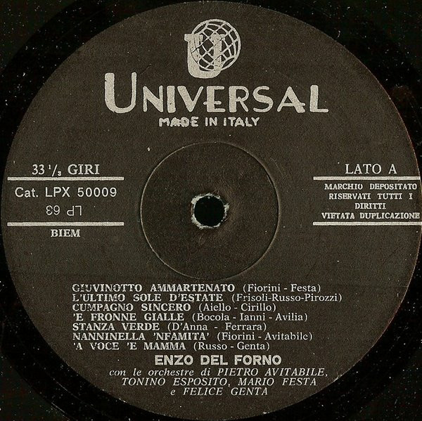 Enzo Del Forno - I Grandi Successi | Universal (LPX 50009) - 2