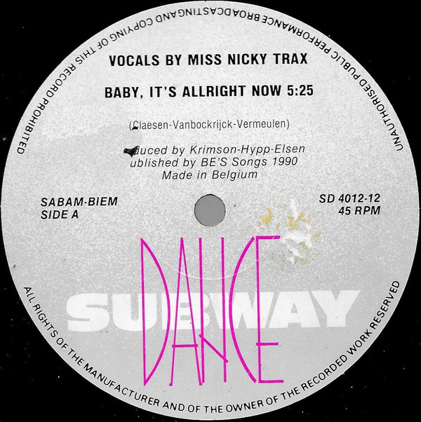 Miss Nicky Trax - Baby, It's Allright Now | Subway Dance (SD 4012-12) - 3