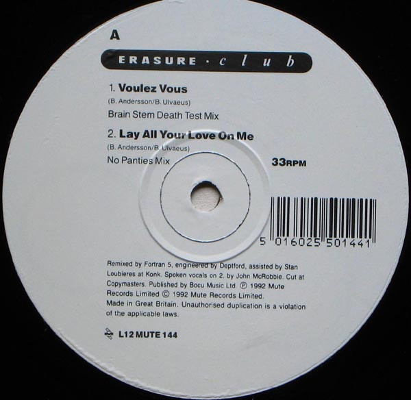 Erasure - Abba-Esque (The Remixes) | Mute (L12 MUTE 144) - 3