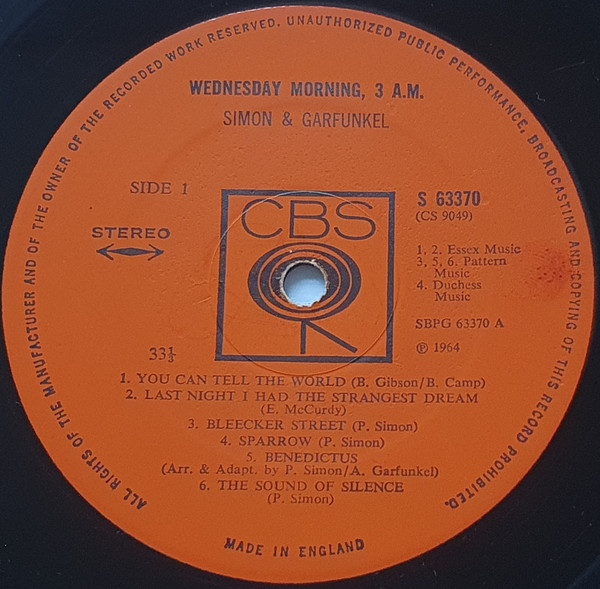 Simon & Garfunkel - Wednesday Morning, 3 A.M. | CBS (63370) - 3
