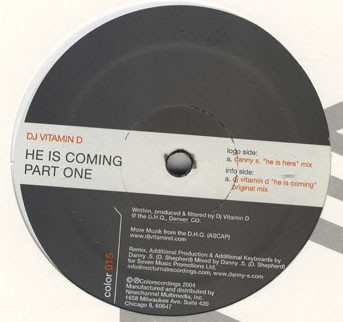 DJ Vitamin D - He Is Coming (Part One) | Colorecordings (COLOR 015) DJ Vitamin D - He Is Coming (Part One) | Colorecordings (COLOR 015)