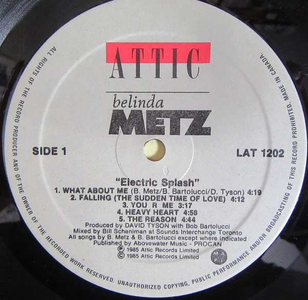 Belinda Metz - Electric Splash | Attic (LAT 1202) - 3