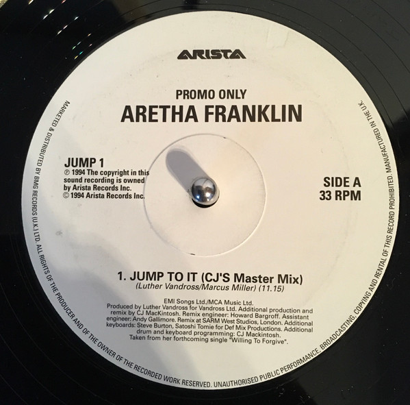 Aretha Franklin - Jump To It / Willing To Forgive | Arista (JUMP 1) Aretha Franklin - Jump To It / Willing To Forgive | Arista (JUMP 1)