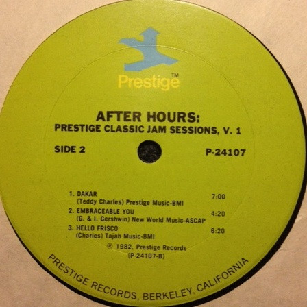 Thad Jones , Kenny Burrell , Frank Wess , Mal Waldron , Paul Chambers , Art Taylor , Teddy Charles , Doug Watkins , Elvin Jones - After Hours | Prestige (P-24107) - 4