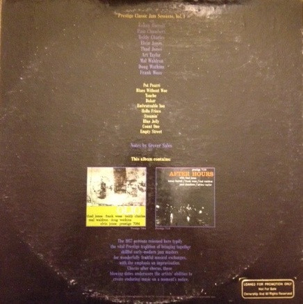 Thad Jones , Kenny Burrell , Frank Wess , Mal Waldron , Paul Chambers , Art Taylor , Teddy Charles , Doug Watkins , Elvin Jones - After Hours | Prestige (P-24107) - 2