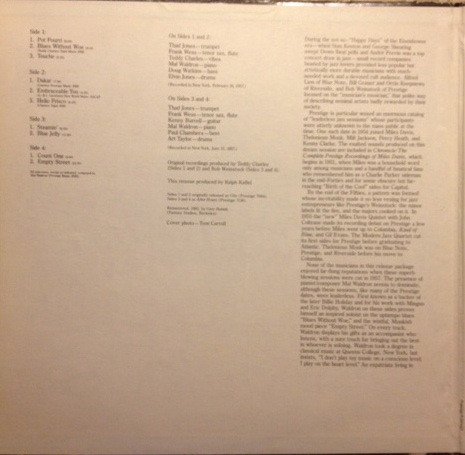 Thad Jones , Kenny Burrell , Frank Wess , Mal Waldron , Paul Chambers , Art Taylor , Teddy Charles , Doug Watkins , Elvin Jones - After Hours | Prestige (P-24107) - 3