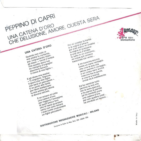 Peppino Di Capri - Una Catena D'Oro | Splash (SPH 1011) - 2