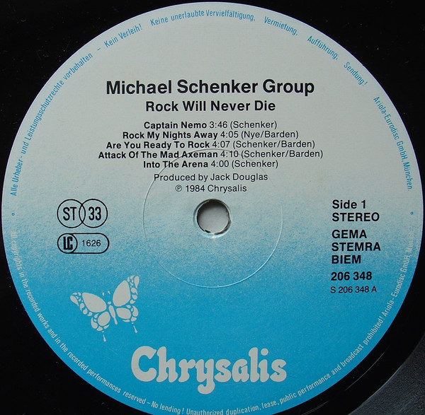 The Michael Schenker Group - Rock Will Never Die | Chrysalis (206 348)