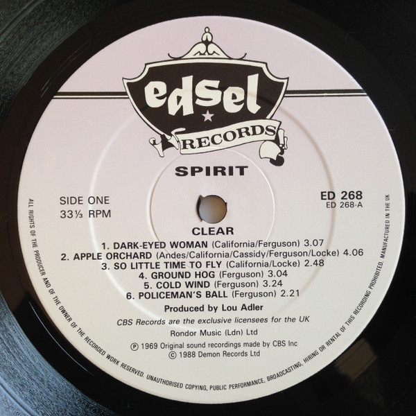 Spirit - Clear | Edsel Records (ED 268) - 3