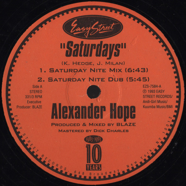 Alexander Hope - Saturdays | Easy Street Records (EZS-7584) - main