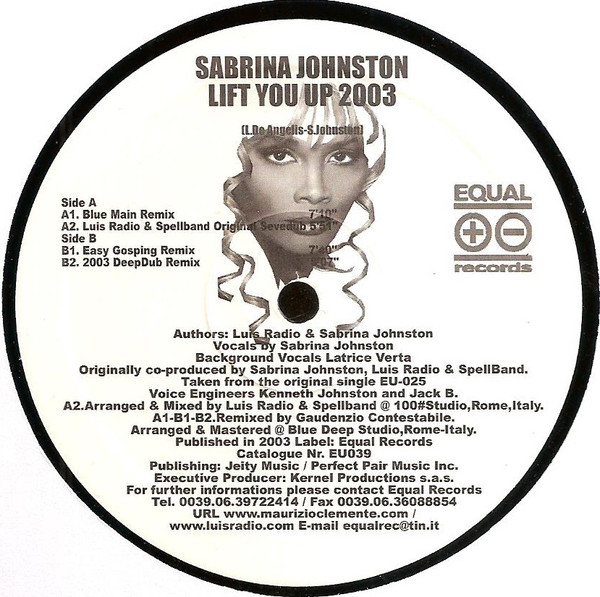 Sabrina Johnston - Lift You Up 2003 | Equal Records (EU039)