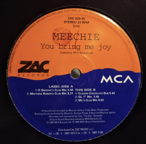 Meechie - You Bring Me Joy | ZAC Records (ZAC 029-95)