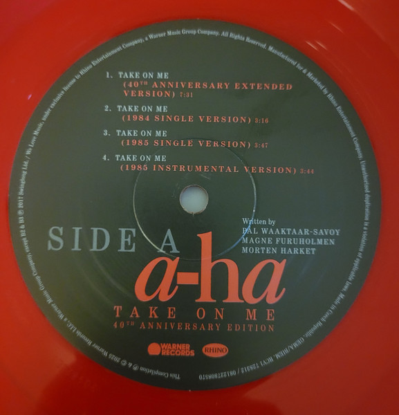 a-ha - Take On Me | Warner Records (RCV1 728312) - 3