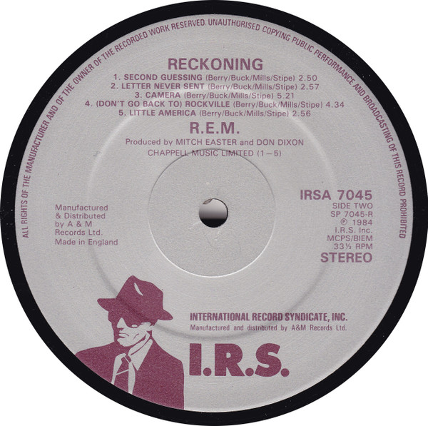 R.E.M. - Reckoning | I.R.S. Records (IRSA 7045) - 2