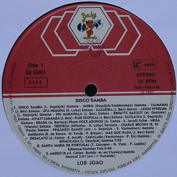 Los João - Disco Samba | Baby Records (BR 56041) - 3