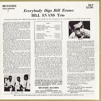 The Bill Evans Trio - Everybody Digs Bill Evans | Riverside Records (RLP 12-291) - 2