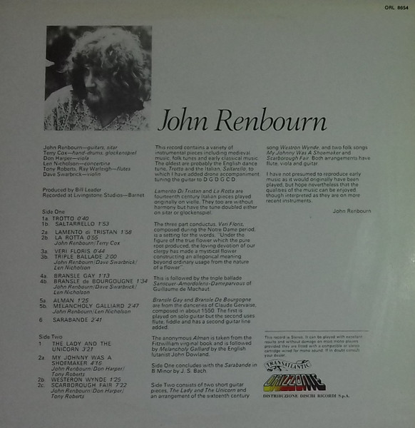 John Renbourn - The Lady And The Unicorn | Transatlantic Records (ORL 8654) - 2 John Renbourn - The Lady And The Unicorn | Transatlantic Records (ORL 8654) - 2