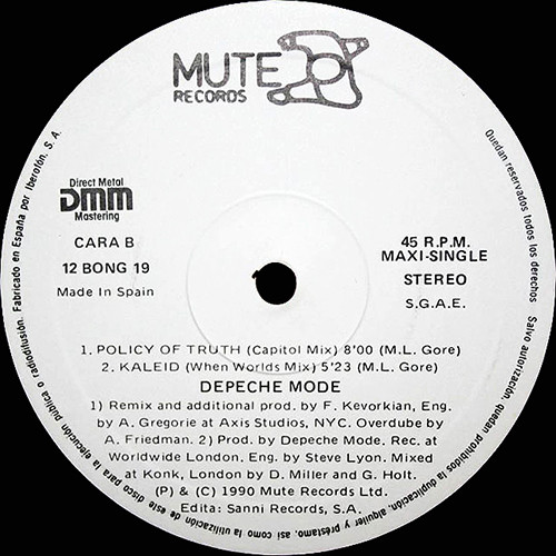 Depeche Mode - Policy Of Truth | Mute (12 BONG 19) - 4