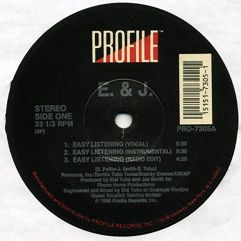 E. & J. - Easy Listening / Lyrically Insane | Profile Records (PRO-7305) E. & J. - Easy Listening / Lyrically Insane | Profile Records (PRO-7305)