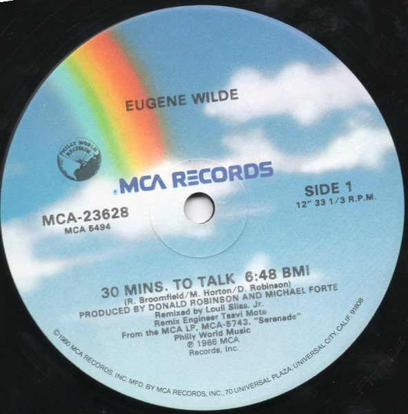 Eugene Wilde - 30 Mins. To Talk | MCA Records (MCA-23628) Eugene Wilde - 30 Mins. To Talk | MCA Records (MCA-23628)