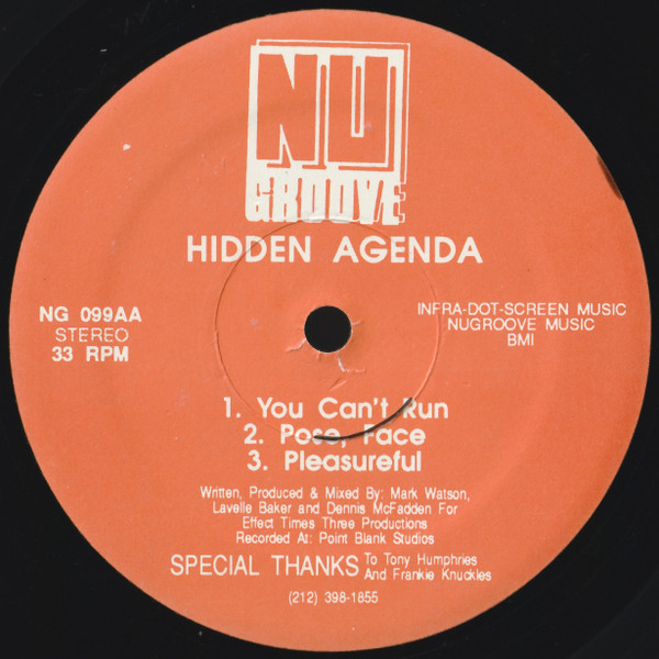 Hidden Agenda - Don't Fight It / You Can't  Run | Nu Groove Records (NG 099) - 2