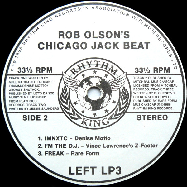 Rob Olson - Rob Olson's Chicago Jack Beat | Rhythm King (LEFT LP3) - 4
