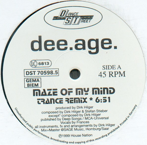 Dee Age - Maze Of My Mind | Dance Street (DST 70598.5)