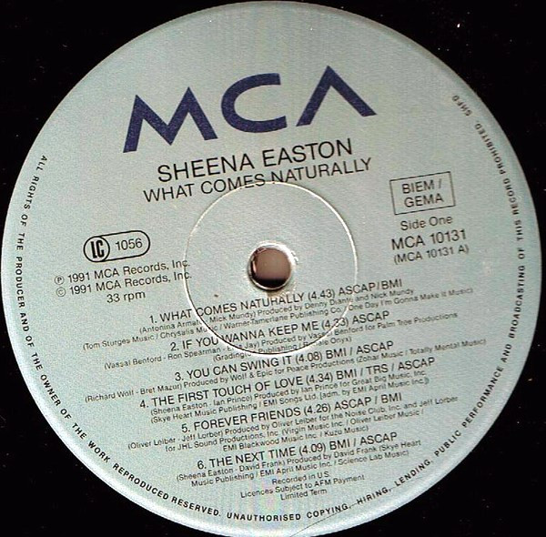 Sheena Easton - What Comes Naturally | MCA Records (MCA 10131) - 3