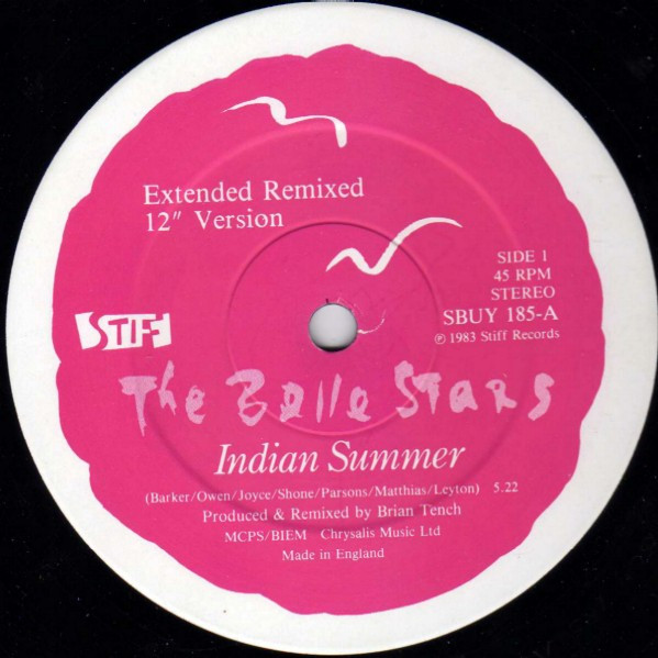 The Belle Stars - Indian Summer / Sun Sun Sun | Stiff Records (S BUY 185) - 3