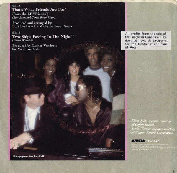 Dionne & Friends Featuring Elton John , Gladys Knight And Stevie Wonder - That's What Friends Are For | Arista (AS1-9422)