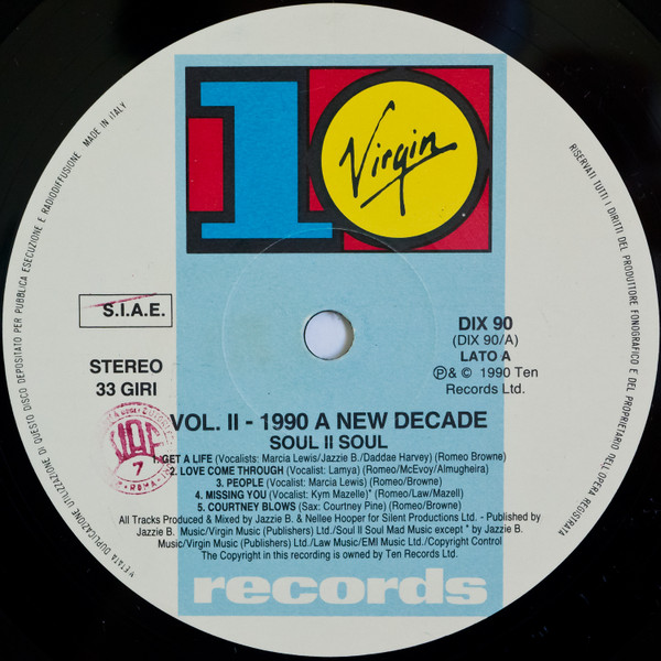 Soul II Soul - Vol. II (1990 - A New Decade) | 10 Records (DIX 90) - 3