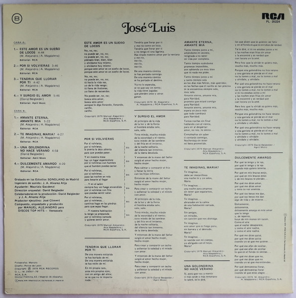 José Luis - Por Si Volvieras | RCA Victor (PL-35224) - 2