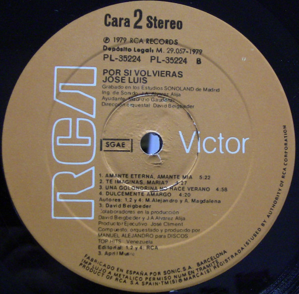 José Luis - Por Si Volvieras | RCA Victor (PL-35224) - 4