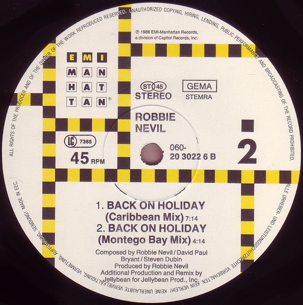 Robbie Nevil - Back On Holiday | EMI-Manhattan Records (060-20 3022 6) - 3 Robbie Nevil - Back On Holiday | EMI-Manhattan Records (060-20 3022 6) - 3